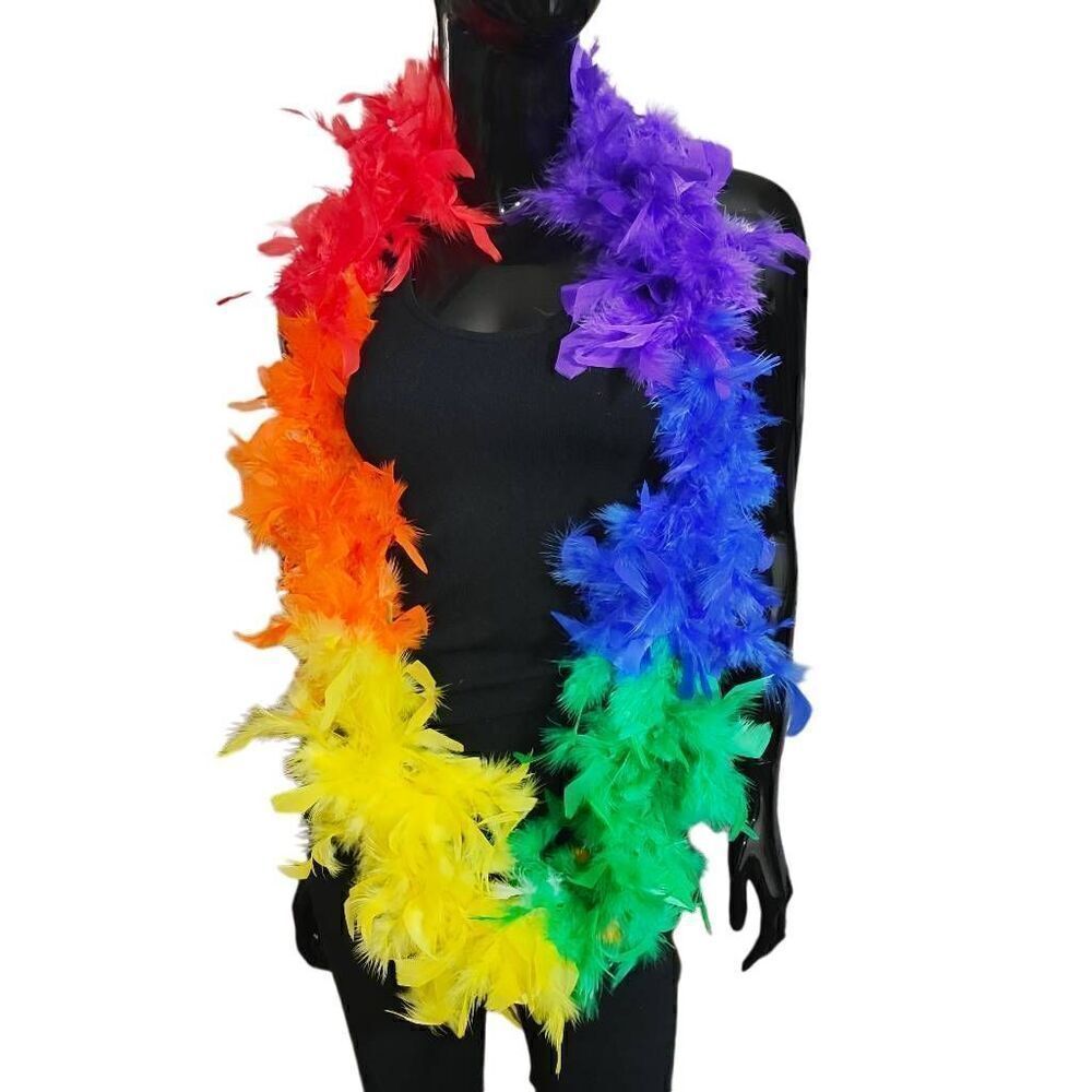 Rainbow Pride Feather Boa -Q